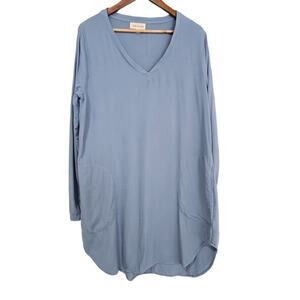 Cloth & Stone V-Neck Tunic Top Blue Size L